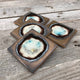 Luxe Modern Bronze Black Pottery Coaster 4-Piece Set | Agate Tile Fused Glass Sq
