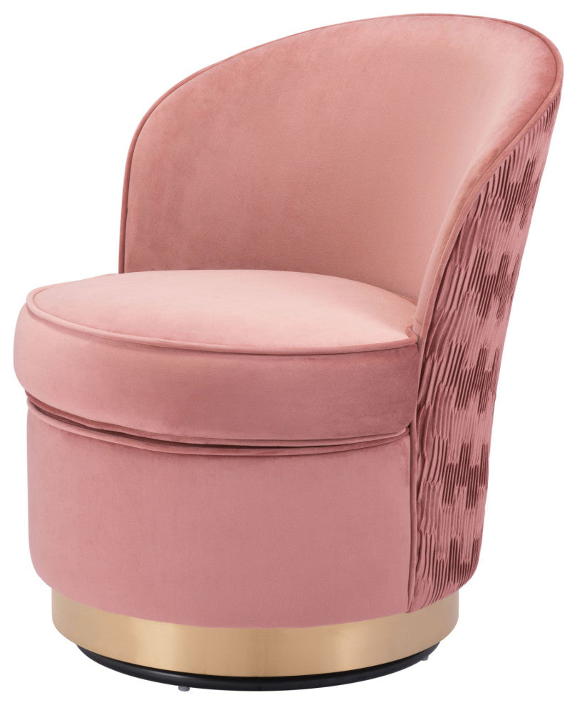 Accent Chair Steel Fabric Pink Gold Living Lounge Cafe Lobby Hosp