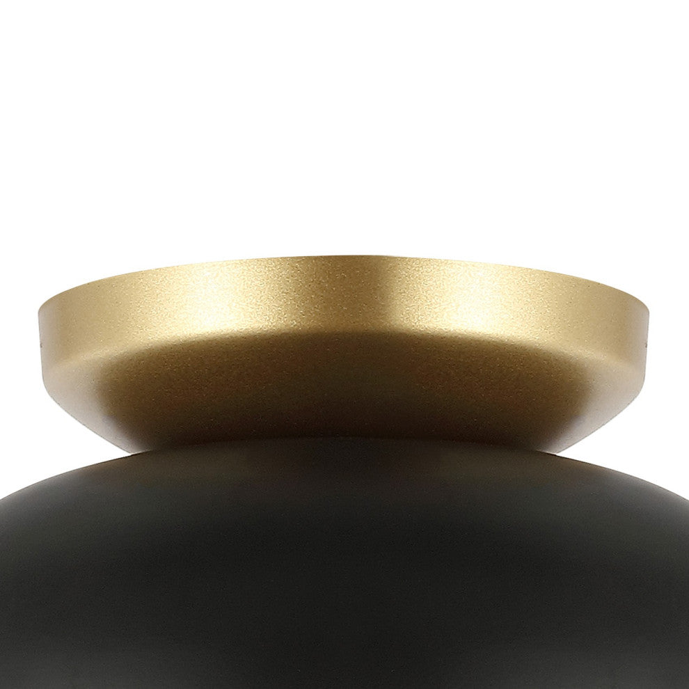 Paulina 8.5" 1-Light Iron LED Flush Mount, Black/Gold Painting
