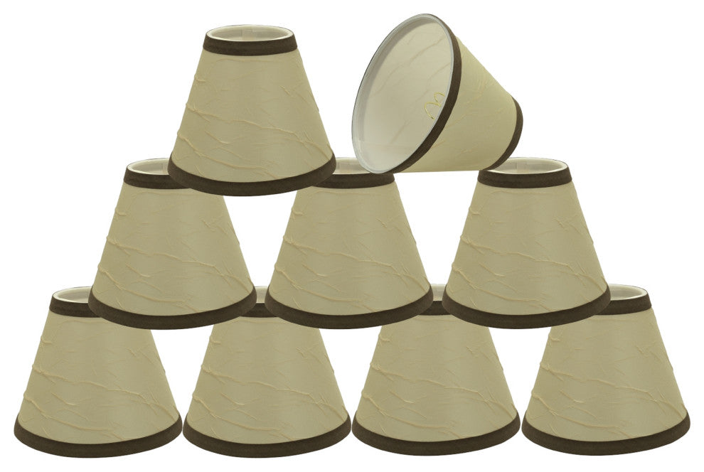 32121-9 Small Hardback Empire  Chandelier Clip On Lamp Shade Beige 3"x6"x5"