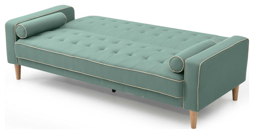 Andrews 85 in. W Flared Arm Polyester Straight Sofa, Teal