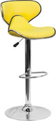 Estella Mid-Back Deep Curved Yellow Vinyl Swivel Adjustable Barstool