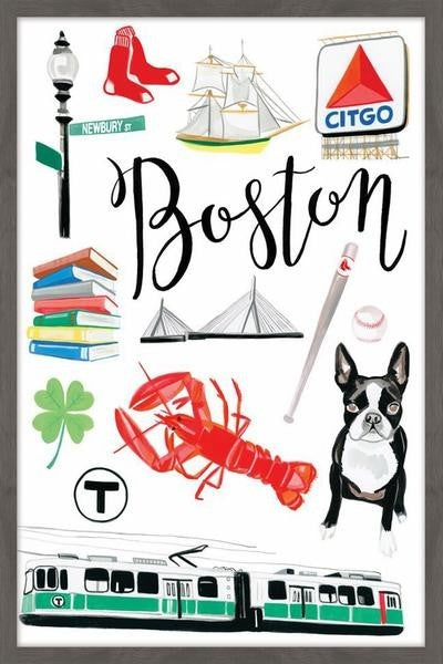 "Boston Icons" Framed Painting Print, 12"x18"