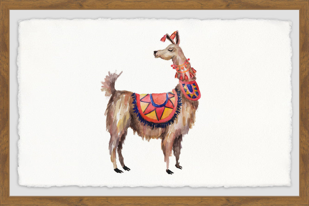 "Trendy Llama" Framed Painting Print, 30"x20"