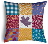 Printed Quilt Leaves Accent Pillow With Removable Insert, Larkspur, 24"x24"