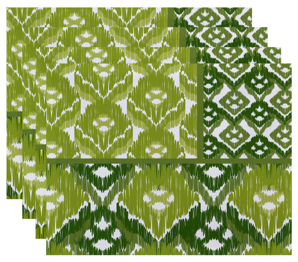 18"x14" Free Spirit, Geometric Print Placemat, Green, Set of 4