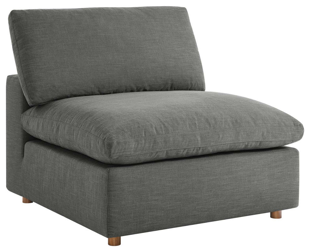 Commix Down Filled Overstuffed Armless Chair Gray