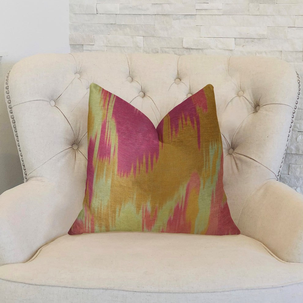 Electra Magenta Orange and Cream Handmade Luxury Pillow, 22"x22"