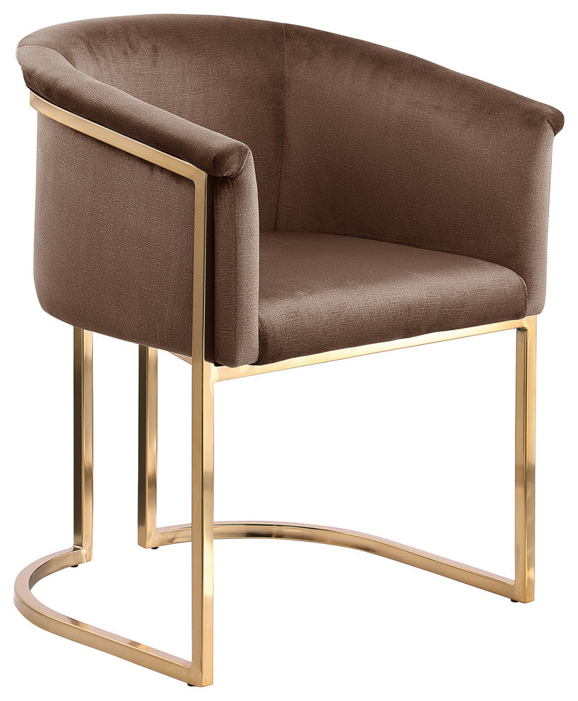 Tierra Velvet Upholstered Dining Chair, Brown