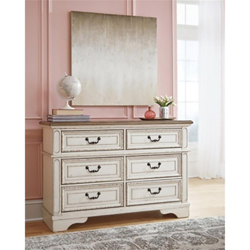 Ashley Furniture Realyn Engineered Wood 6 Drawer Double Dresser in Mahogany