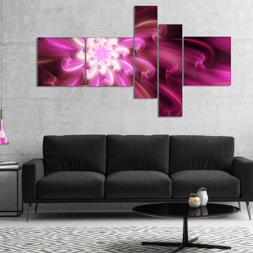 Exotic Dance of Purple Flower Petals, Floral Canvas Art Print, 60"x32", 5 panels