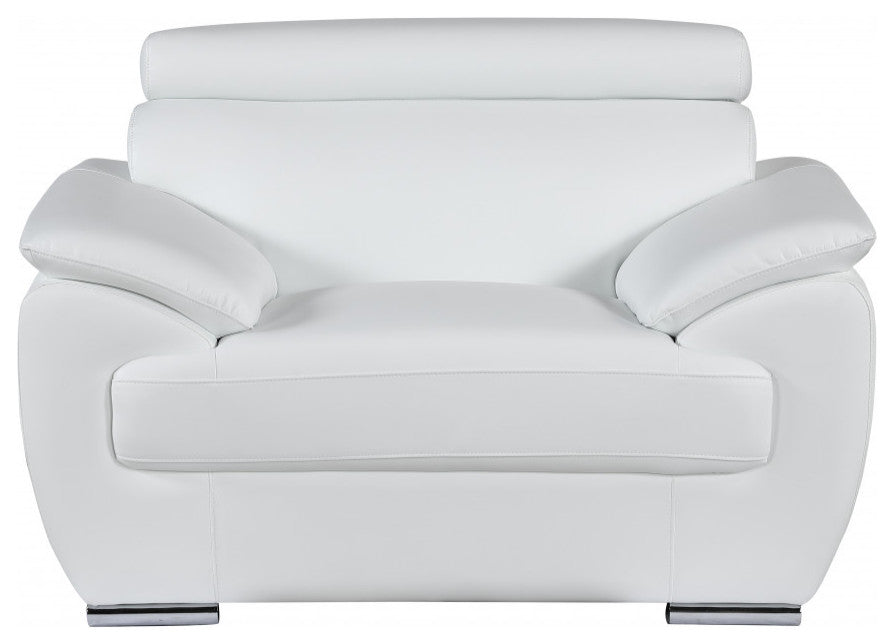 114" Captivating White Leather Sofa Set