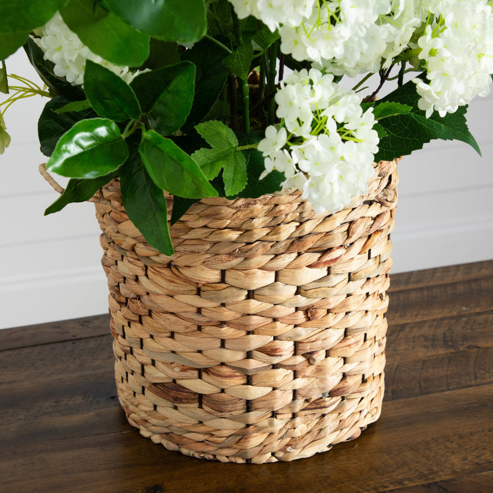 31in. Artificial Mixed Flower Arrangement, Hyacinth Weave Basket