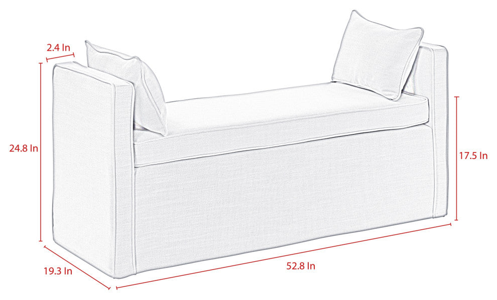 Rustic Manor Katarina Bench Upholstered, Linen, Cluster Red