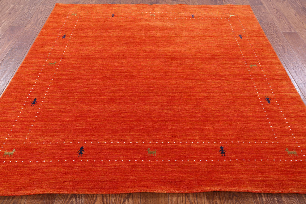 6' Square Persian Gabbeh Handmade Rug Q6980
