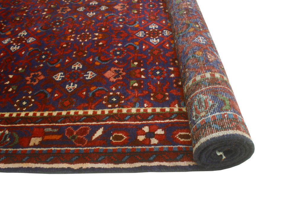 Fine Vintage Distressed Yale Blue/Red Runner, 3'9 x 9'7