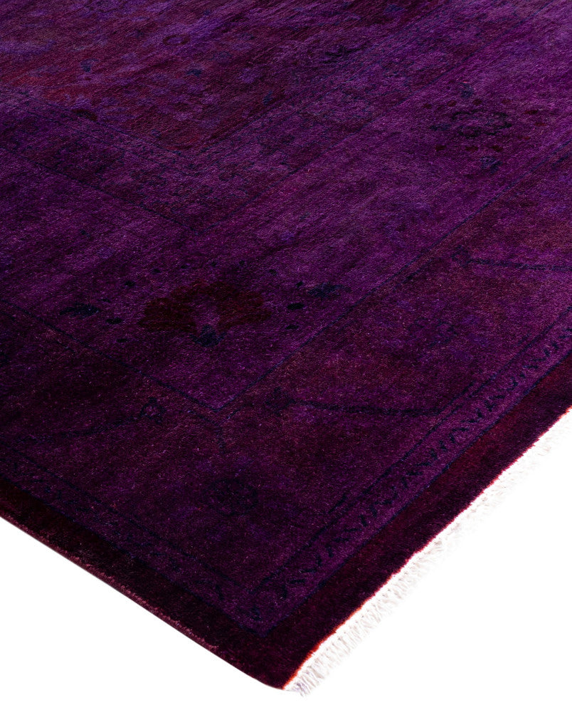 Overdyed One-of-a-Kind Hand-Knotted Area Rug Purple, 9' 1" x 12' 5"