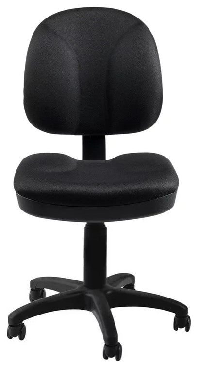 Classic Office Chair, Armless Design With Padded Seat & Reinforced Back, Black