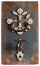 Iron and Wood Wall Candleholder, Blue