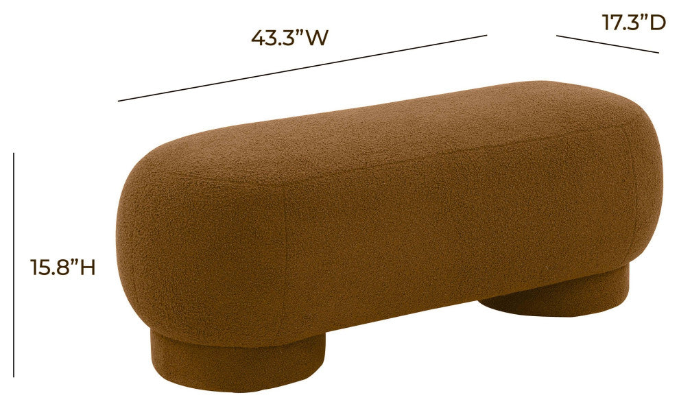 Mara Cinnamon Brown Vegan Shearling Ottoman