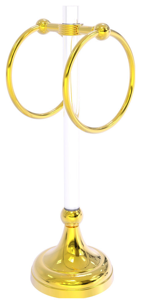 Pacific Grove 2 Ring Vanity Towel Ring with Groovy Accents, Polished Brass