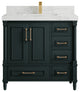 Aberdeen 36 Center Sink Bath Vanity in Dark Forest Green 2" Calacatta Nuvo