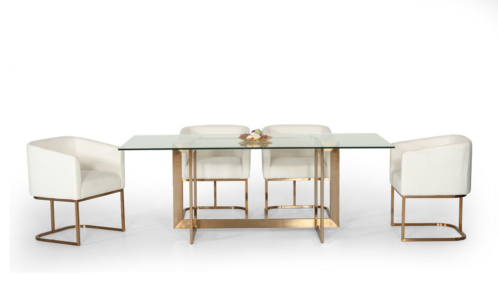 Modrest Keaton Modern Glass and Brass Dining Table