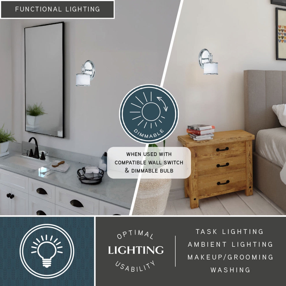 Vaxcel Carlisle 1 Light Vanity Light Chrome