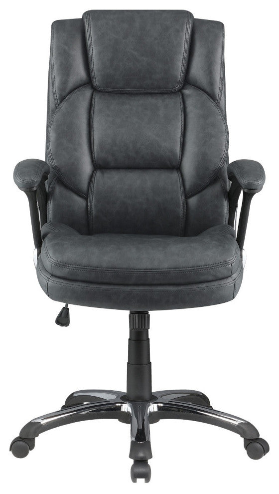 Adjustable Height Office Chair With Padded Arm, Gray and Black