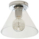 1 Light Incandescent Flush Mount, Polished Chrome with Clear Glass