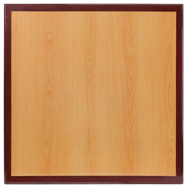 24'' Square 2-Tone High-Gloss Cherry/Mahogany Resin Table Top