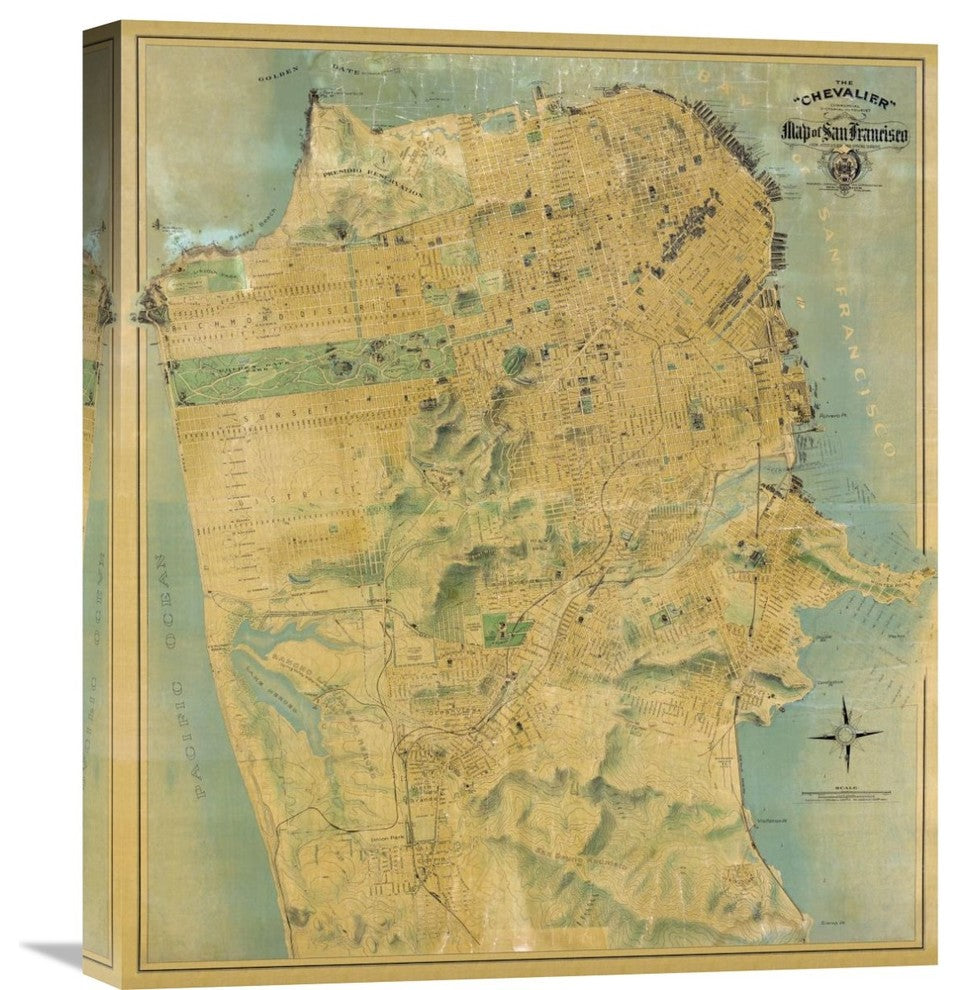 "The "Chevalier" Map of San Francisco" Artwork, 19"x22"