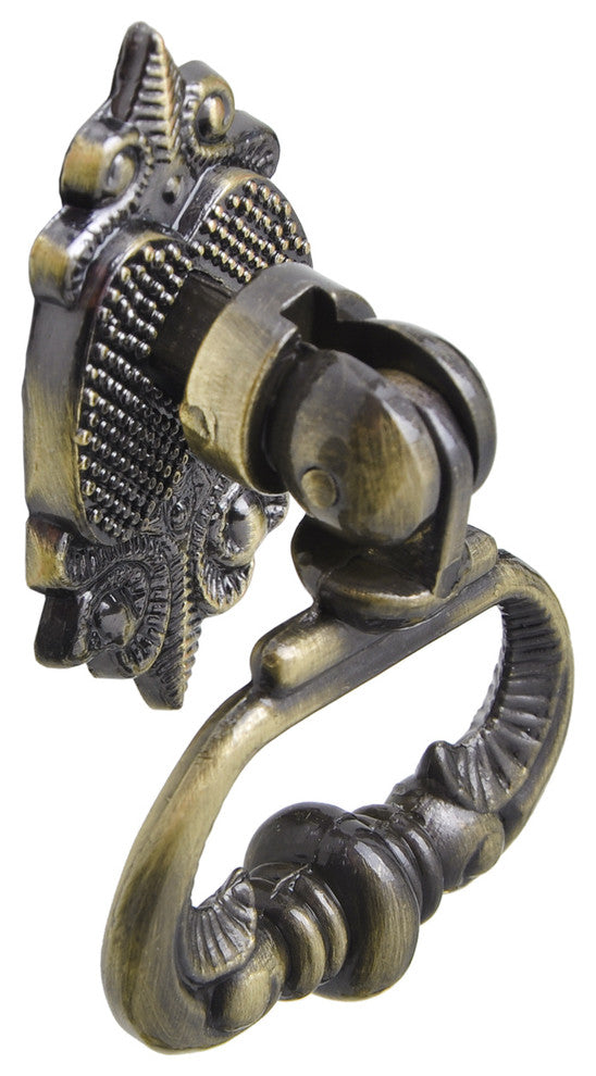 Utopia Alley Vallia Drop Ring Cabinet Pull, 2.6", Antique Brass, 1 Pack