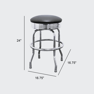 Retro Home Single Ring Chrome Pan 24" Swivel Counter Stool, Green