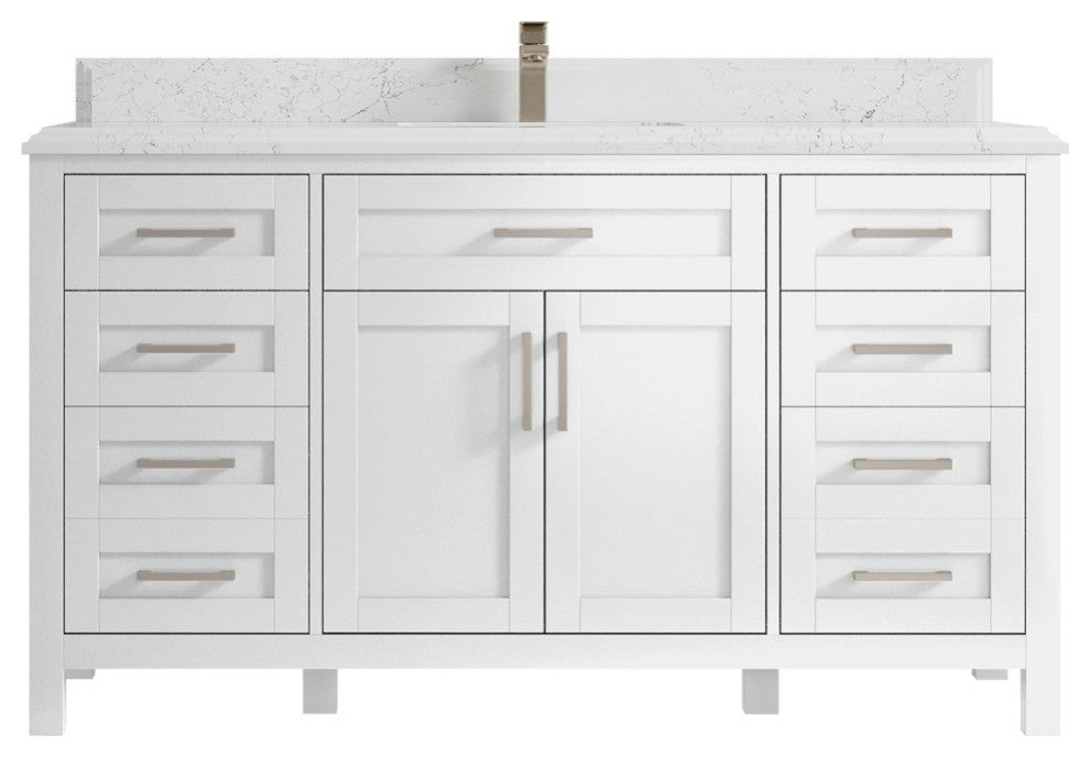 Cambridge 60 Single Bathroom Vanity in White 1.5" Empira Quartz