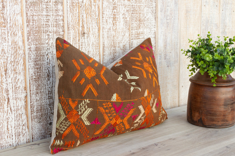 Chavi Antique Indian Folk Lumbar Pillow