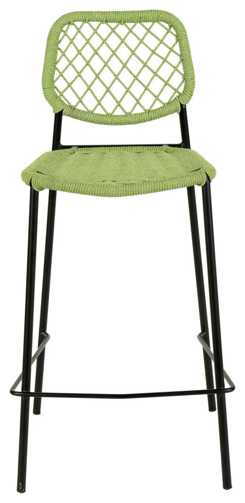 Lucy  Dyed Cord Outdoor Counter Stool, Green