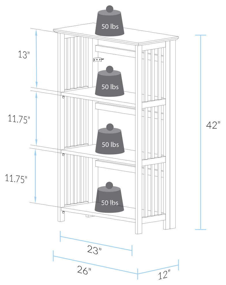 Soho Manhattan 4-Shelf Folding Bookcase 26" Wide, Natural