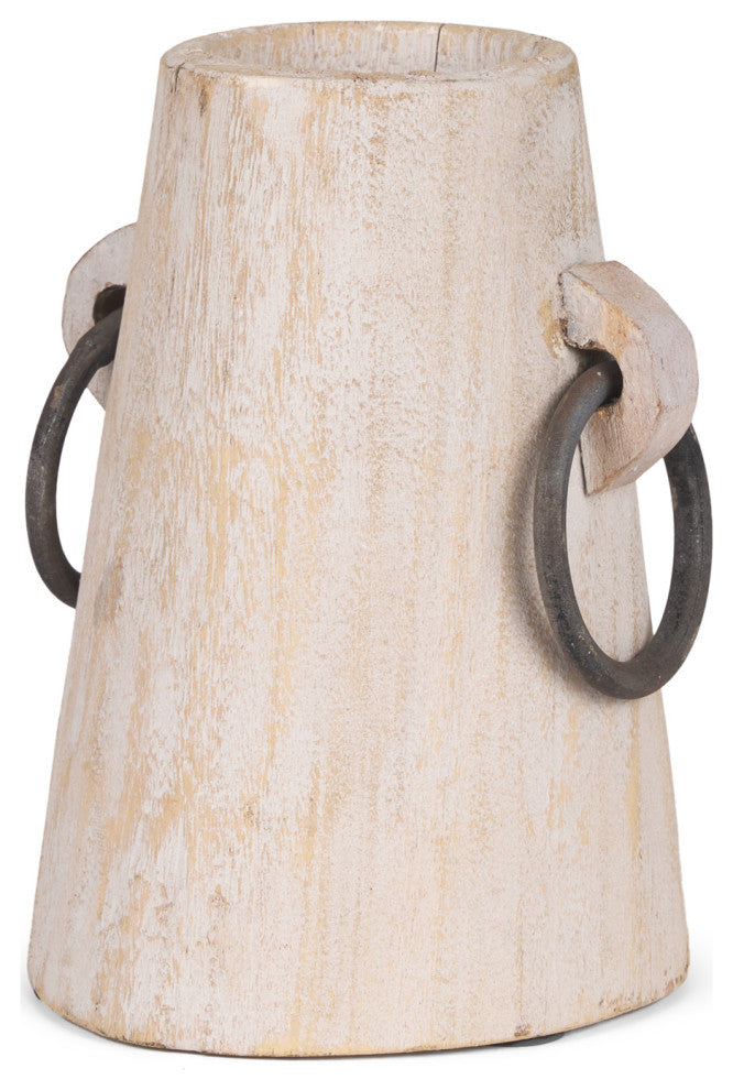 Monique Small Light Brown With Handles Wood Pot