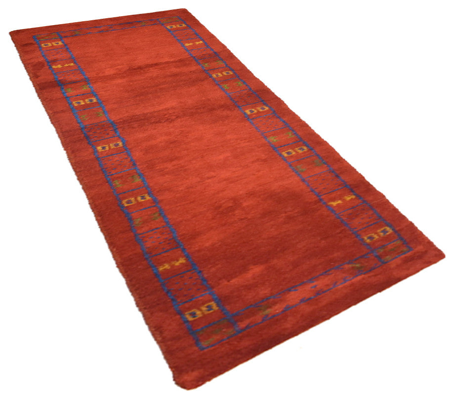 HAND KNOTTED LOOM SILK ECO-FRIENDLY AREA RUG -2'6''x12',Runner,Rust,Contemporary