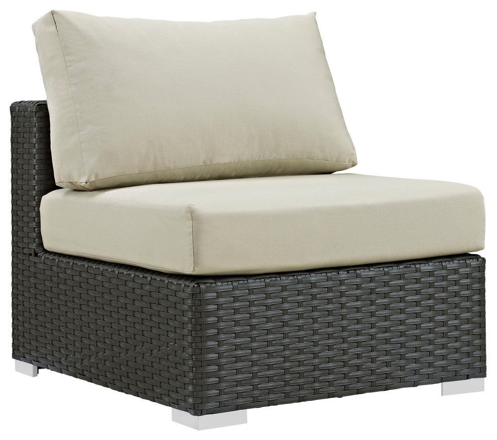 Canvas Antique Beige Sojourn 7 Piece Outdoor Patio Sunbrella Sectional Set