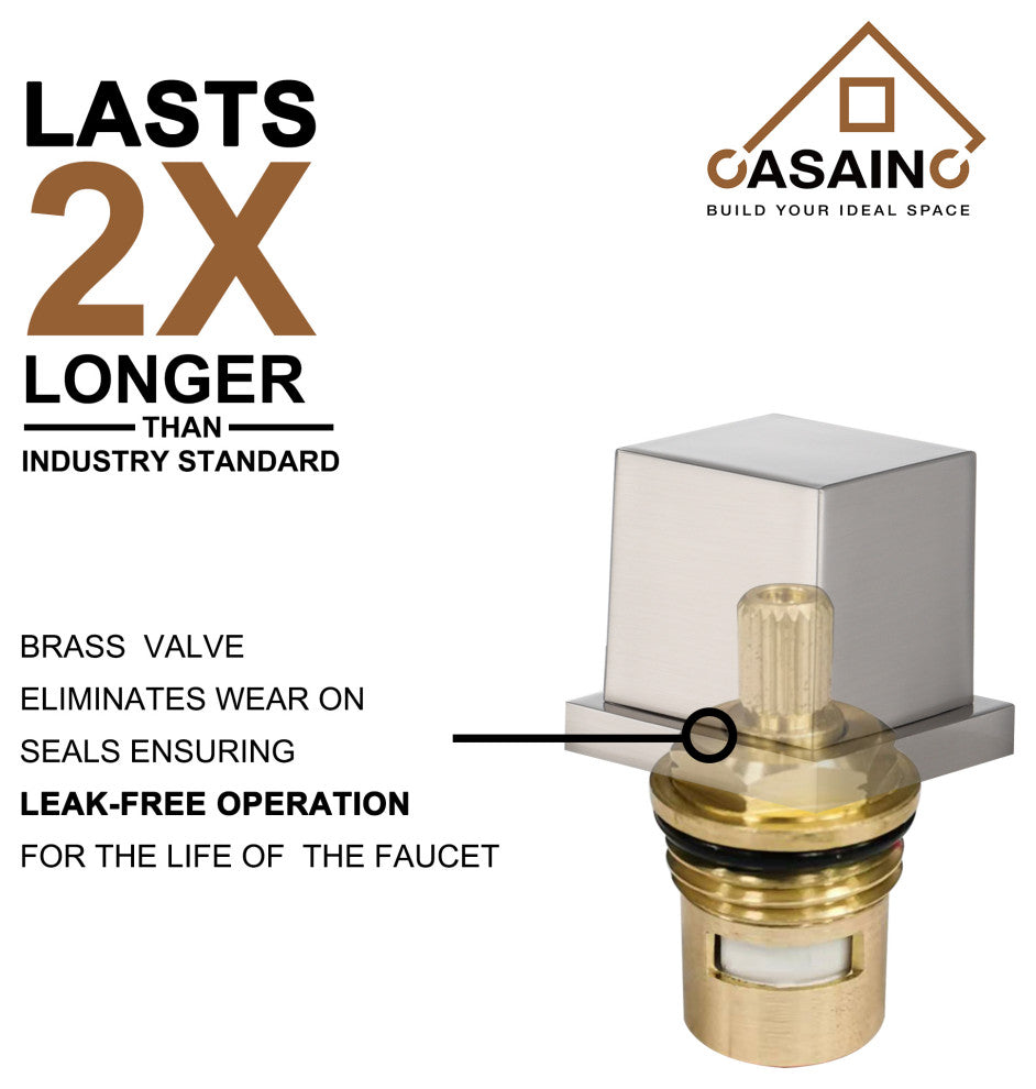 CASAINC Roman Tub 3 Hole Bathtub Sink Faucet Set Waterfall Spout, Brushed Nickel