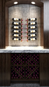 Helix Single 5 (minimalist wall mounted metal wine rack), Cool Gray, Right Facing Bottle