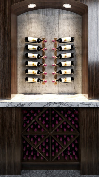 Helix Single 5 (minimalist wall mounted metal wine rack), Cool Gray, Right Facing Bottle