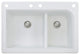 Radius 33" silQ Granite Drop-in Double Bowl Kitchen Sink with 4 Holes in White
