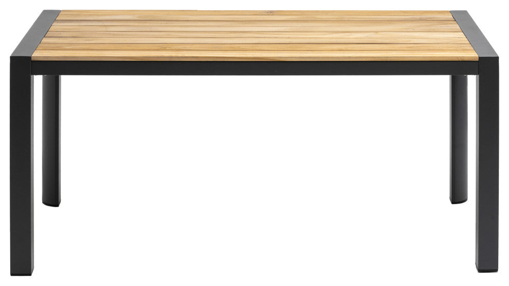 Skog 32x63" Dining Table, Natural Teak With Anthracite Legs