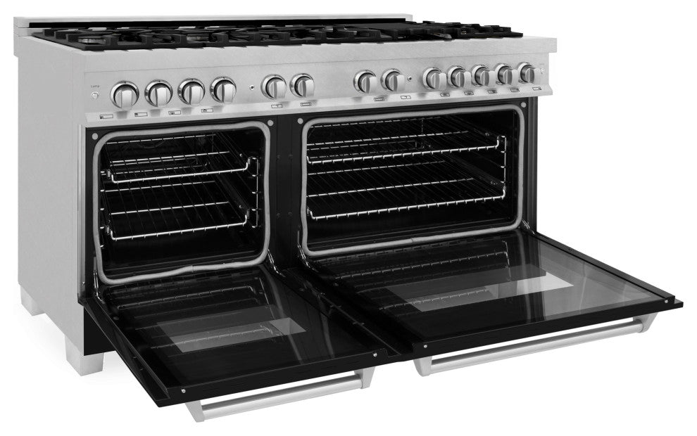 ZLINE 60" Dual Fuel Range, DuraSnow With Black Matte Door RAS-BLM-60