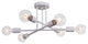 6 Light Sputnik Linear Semi Flush Mount Light, White