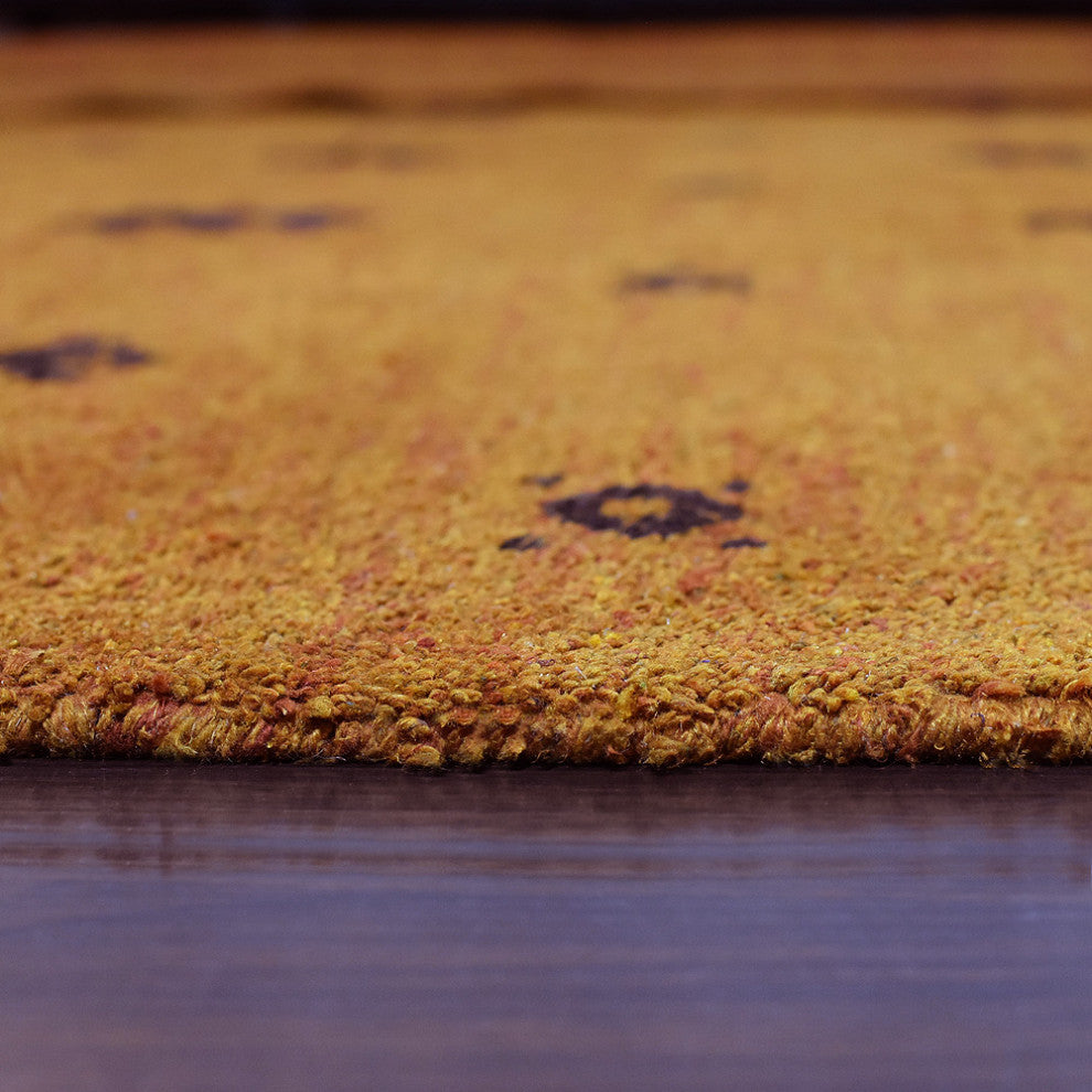 HAND KNOTTED LOOM SILK ECO-FRIENDLY RUG-8'x10',Rectangle,Orange Brown,Contempora