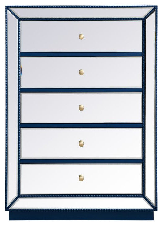 Elegant MF53026BL 34"Mirrored Chest, Blue